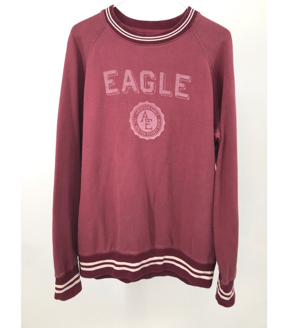Vintage American Eagle Burgundy Spell Out Crew Neck Sweatshirt Size L